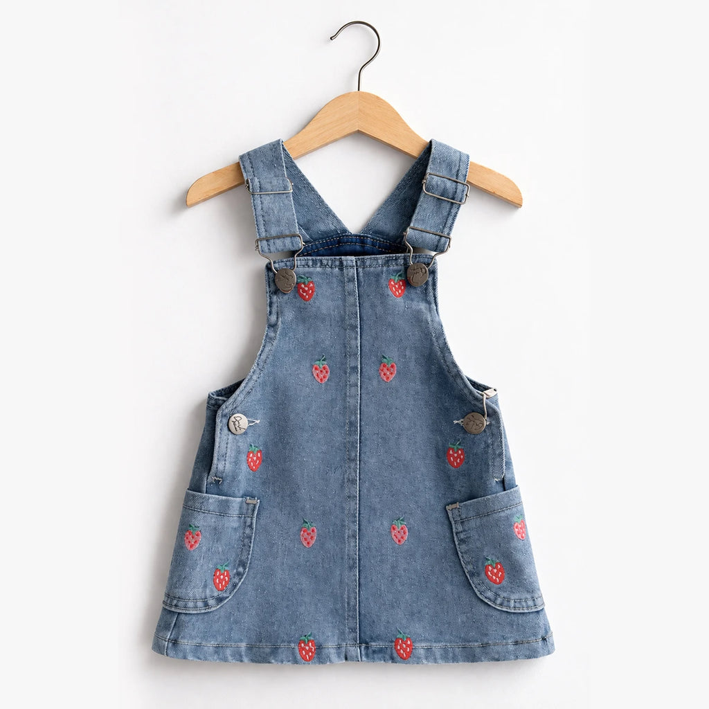 Strawberry Denim Pinafore