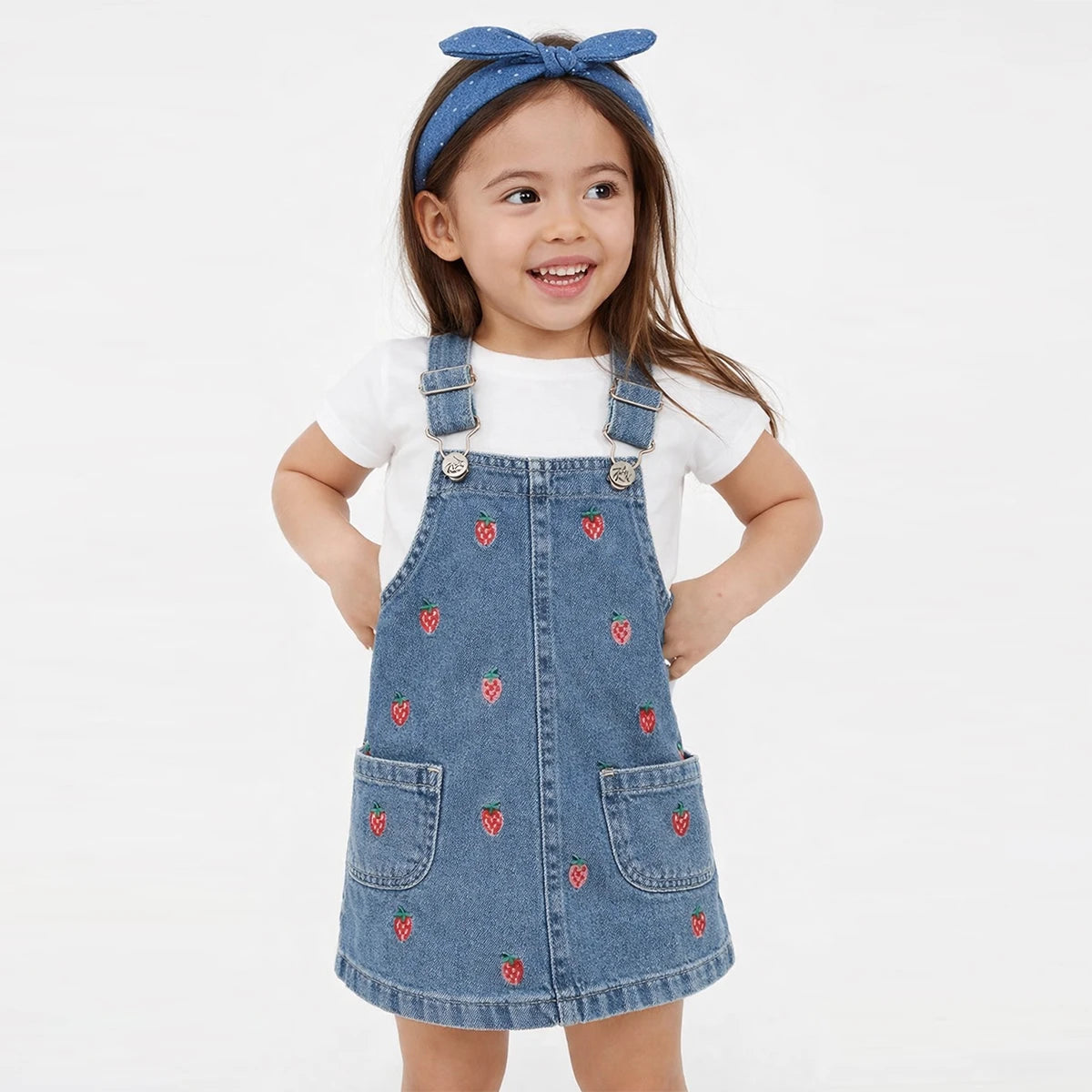 Strawberry Denim Pinafore
