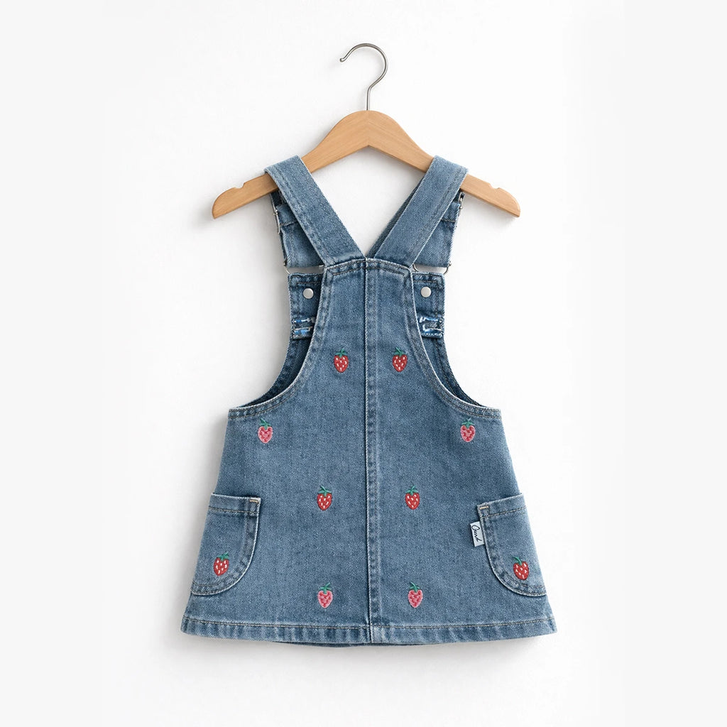 Strawberry Denim Pinafore