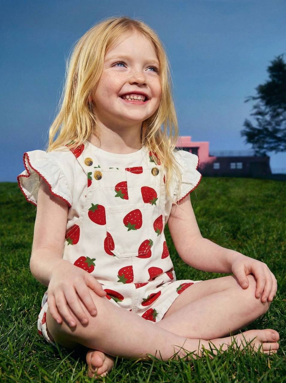 Strawberry Printed Salopette