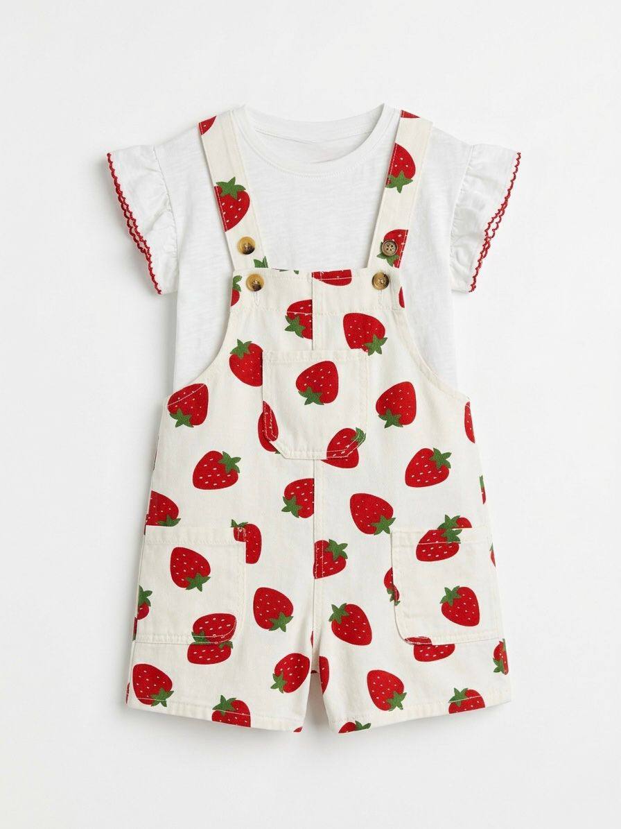 Strawberry Printed Salopette