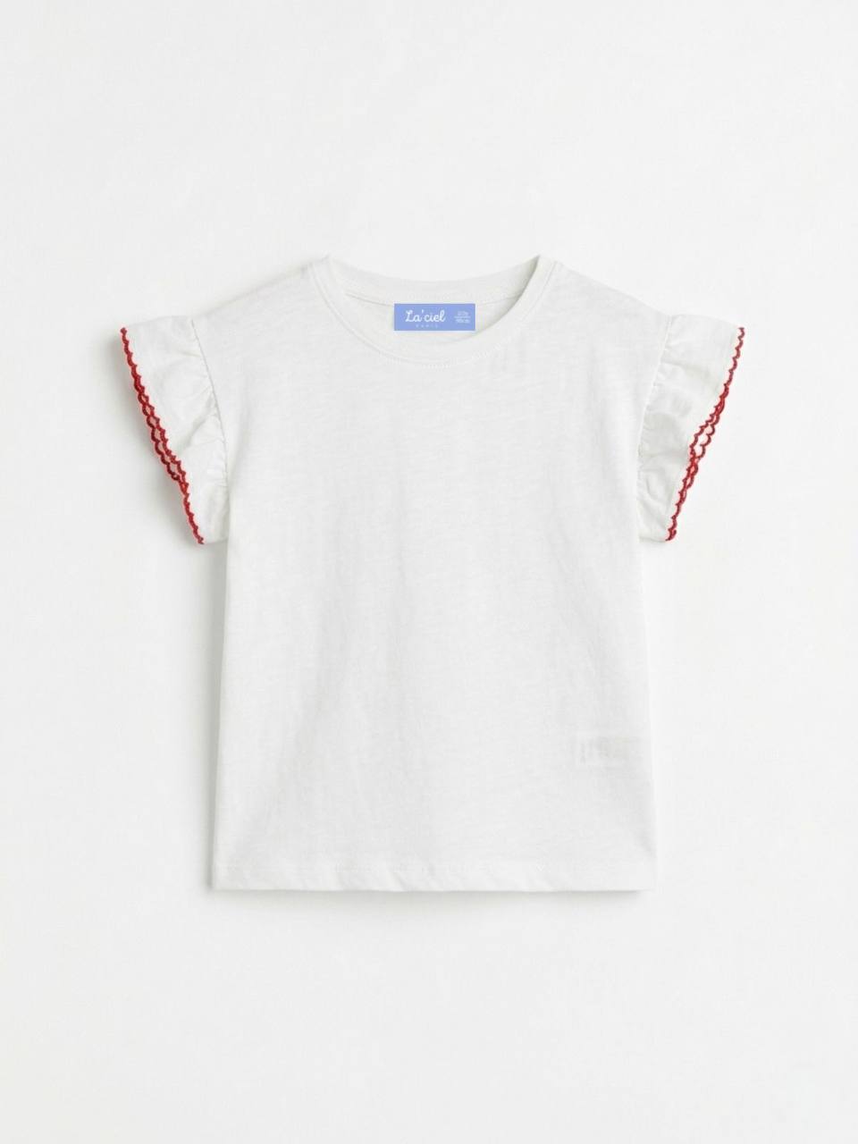 White T-Shirt with Red Collar
